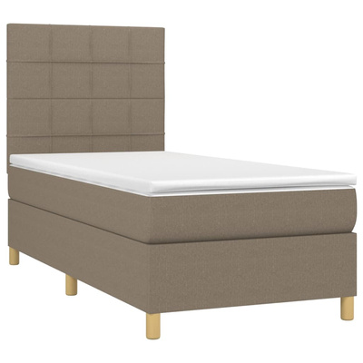 vidaXL Łóżko kontynentalne z materacem, taupe, tkanina, 90x200 cm model standard