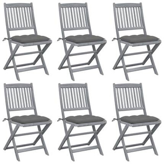 vidaXL Składane krzesła ogrodowe, 6 szt., poduszki, drewno akacjowe