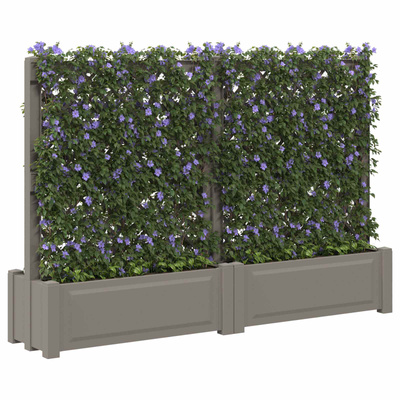 Duża donica z trelisem 2 pcs Szary 200 x 43 x 133,5 cm PP