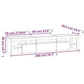 vidaXL Szafka pod TV z oświetleniem LED, biała 200x36,5x40 cm cm
