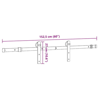 System do montażu drzwi przesuwnych, 152 cm, stal, czarny
