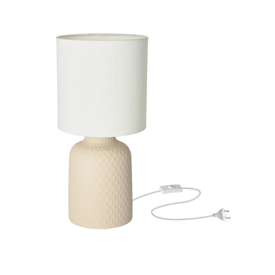 Lampka nocna Iner beżowa ceramiczna z abażurem