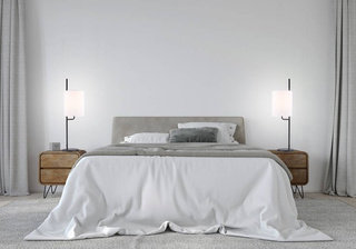 Lampka nocna Tokyo Ledea czarno-biała z abażurem klasyczna metalowa