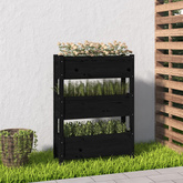 vidaXL Donica, czarna, 77x25x104,5 cm, lite drewno sosnowe