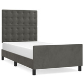 vidaXL Rama łóżka z zagłówkiem, ciemnoszara, 90x190 cm, aksamitem model standard