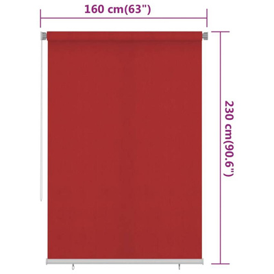 vidaXL Roleta zewnętrzna, 160x230 cm, czerwona, HDPE