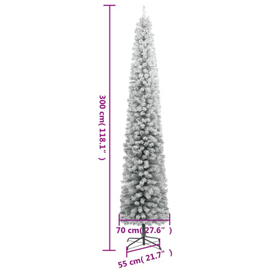 Smukła choinka na stojaku, pokryta śniegiem, 300 cm, PVC