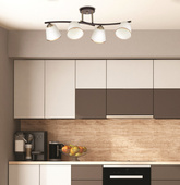 Greco Lampa Sufitowa Brunatny+Złoty 4X40 E27 Klosz Biały