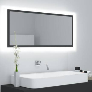 vidaXL Lustro łazienkowe z LED, szare, 100x8,5x37 cm, akryl