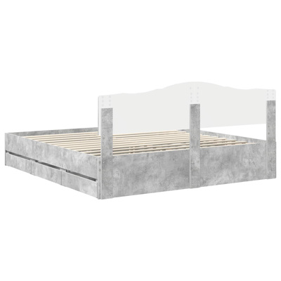 Ramka łóżka Betonowy szary 200 x 200 cm Drewno inżynieryjne