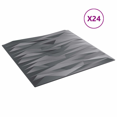 Panele ścienne 24 szt. 50 x 50 cm Szary Kamień Pianka XPS
