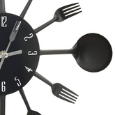 vidaXL Zegar ścienny z łyżek i widelców, czarny, 40 cm, aluminium