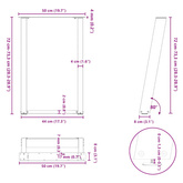 Nogi do stołu jadalnego w kształcie litery U 2 szt. Czarne 50x(72-73) cm Stal