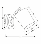 Lampa Kinkiet Chromowy+Czarny 1X40 E27 Klosz Biały Esnyr