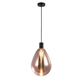 Lampa wisząca Denso 20 szklana czarna z kloszem miedzianym nad stół