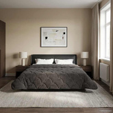 Letni Kołdra Antracyt 220 x 260 cm Mikrofibra i Fleece Teddy