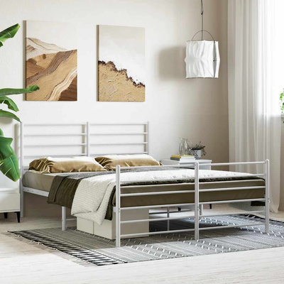 Metalowa rama łóżka z wezgłowiem i zanóżkiem, biała, 120x200 cm vidaXL
