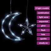 Lampki świąteczne z gwiazdkami i księżycami, na pilota, 138 LED