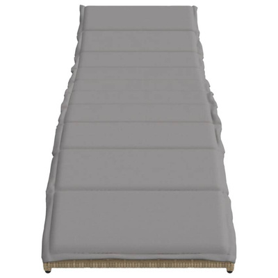 vidaXL Leżak z poduszką, beżowy, 55x199x50 cm, polirattan