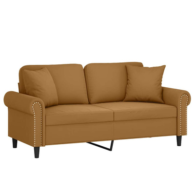 2-osobowa sofa z poduszkami, brązowa, 140 cm, aksamit