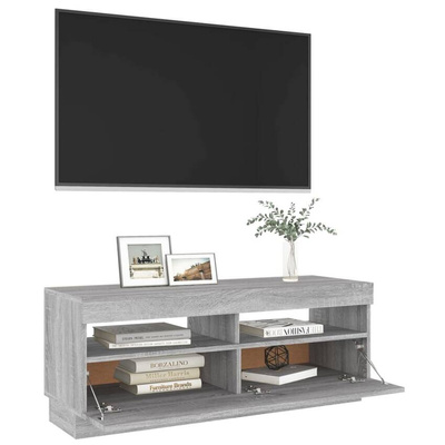 vidaXL Szafka pod TV z oświetleniem LED szary dąb sonoma, 100x35x40 cm