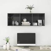 vidaXL Wisząca szafka pod TV, wysoki połysk, szara, 37x37x107 cm