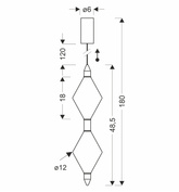 VITA lampa wisząca czarny 7,5W LED 2700K 2 x klosz bezbarwny