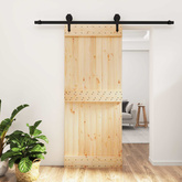 Drzwi przesuwne Naturalny i czarny 85 x 210 cm