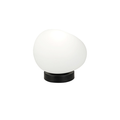 Lampa stołowa STONES minimalistyczna - biały akrylowy klosz 20 cm w kształcie kamienia - skandynawska lampka nocna do sypialni i salonu E27