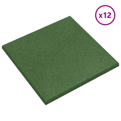 Płytki ochronne przed upadkiem 12 pcs zielony 50 x 50 cm Guma