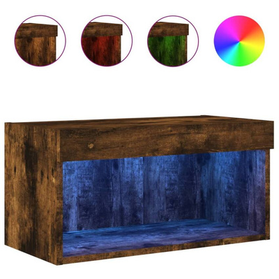 vidaXL Szafka pod TV, z LED, kolor przydymiony dąb, 60x30x30 cm