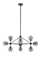 Lampa wisząca PLANETARIO 10  czarna klosze dymione