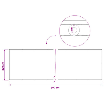 Ekran Prywatności Balkonowej 200 x 600 cm Tkanina z powłoką PU