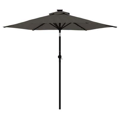 Parasol ogrodowy LED, stalowy słupek, antracyt, 225x225x212 cm