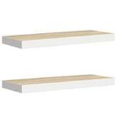vidaXL Półki ścienne, 2 szt., dębowo-białe, 60x23,5x3,8 cm, MDF