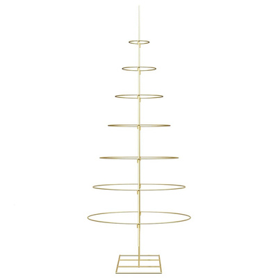 Metalowa choinka świąteczna z podstawą złoty 209 cm