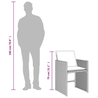 17-cz. zestaw mebli ogrodowych z poduszkami, jasnoszary