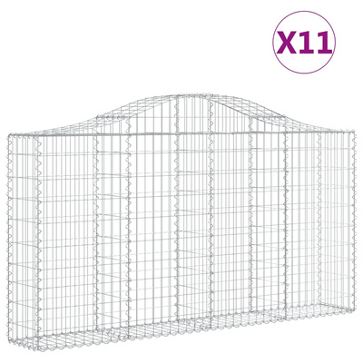 Kosze gabionowe, 11 szt, 200x30x100/120cm, galwanizowane żelazo