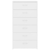 vidaXL Komoda, 6 szuflad, biała, 50x34x96 cm, materiał drewnopochodny