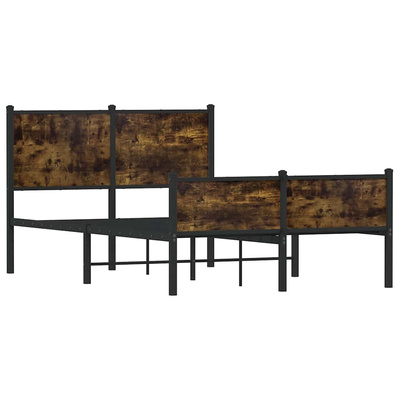Metalowa rama łóżka, bez materaca, przydymiony dąb, 120x200 cm
