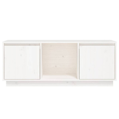 vidaXL Szafka pod TV, biała, 110,5x35x44 cm, lite drewno sosnowe