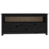 vidaXL Szafka pod TV, czarna, 114x35x52 cm, lite drewno sosnowe