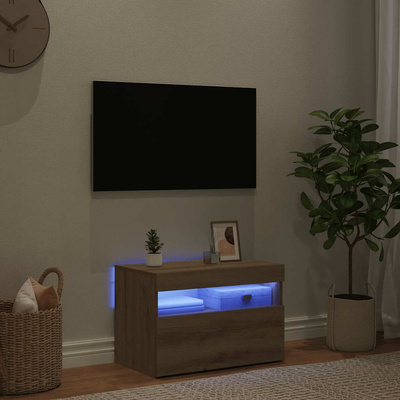 Szafka pod TV z oświetleniem LED, dąb artisan, 60x35x40 cm
