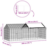 Klatka dla królika Srebrny 200 x 78 x 78 cm Stal Galwanizowana
