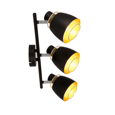 Aleksandria lampa sufitowa listwa 3x40w klosz czarny+złoty
