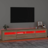 vidaXL Szafka pod TV z oświetleniem LED, dąb sonoma, 210x35x40 cm