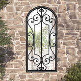 Lustro ogrodowe, czarne, 100x45 cm, żelazna rama