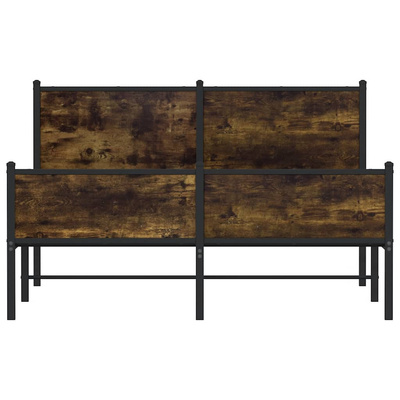 Metalowa rama łóżka, bez materaca, przydymiony dąb, 137x190 cm