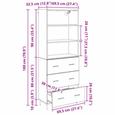 Highboard 2 szt. Dąb rzemieślniczy 69,5 x 32,5 x 180 cm
