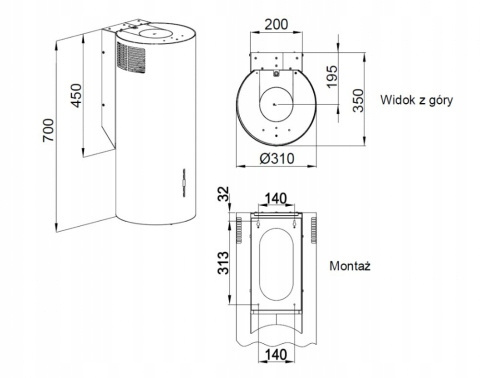Okap kominowy Malwa W 731 (złoty) PREMIUM LINE